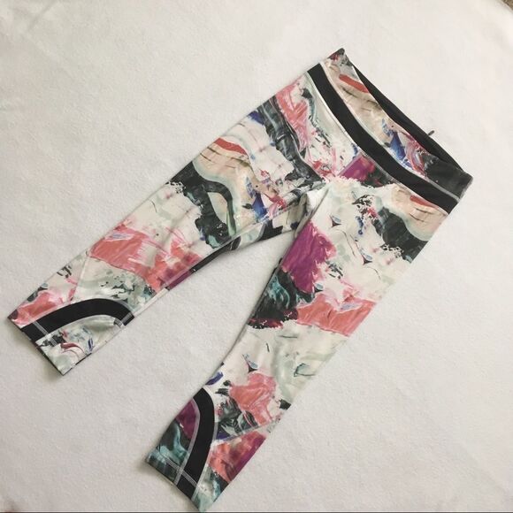 Lululemon Women Run Inspire Crop II Pant Pigment Wave Multi Black Luxtreme 6 - Picture 2 of 8